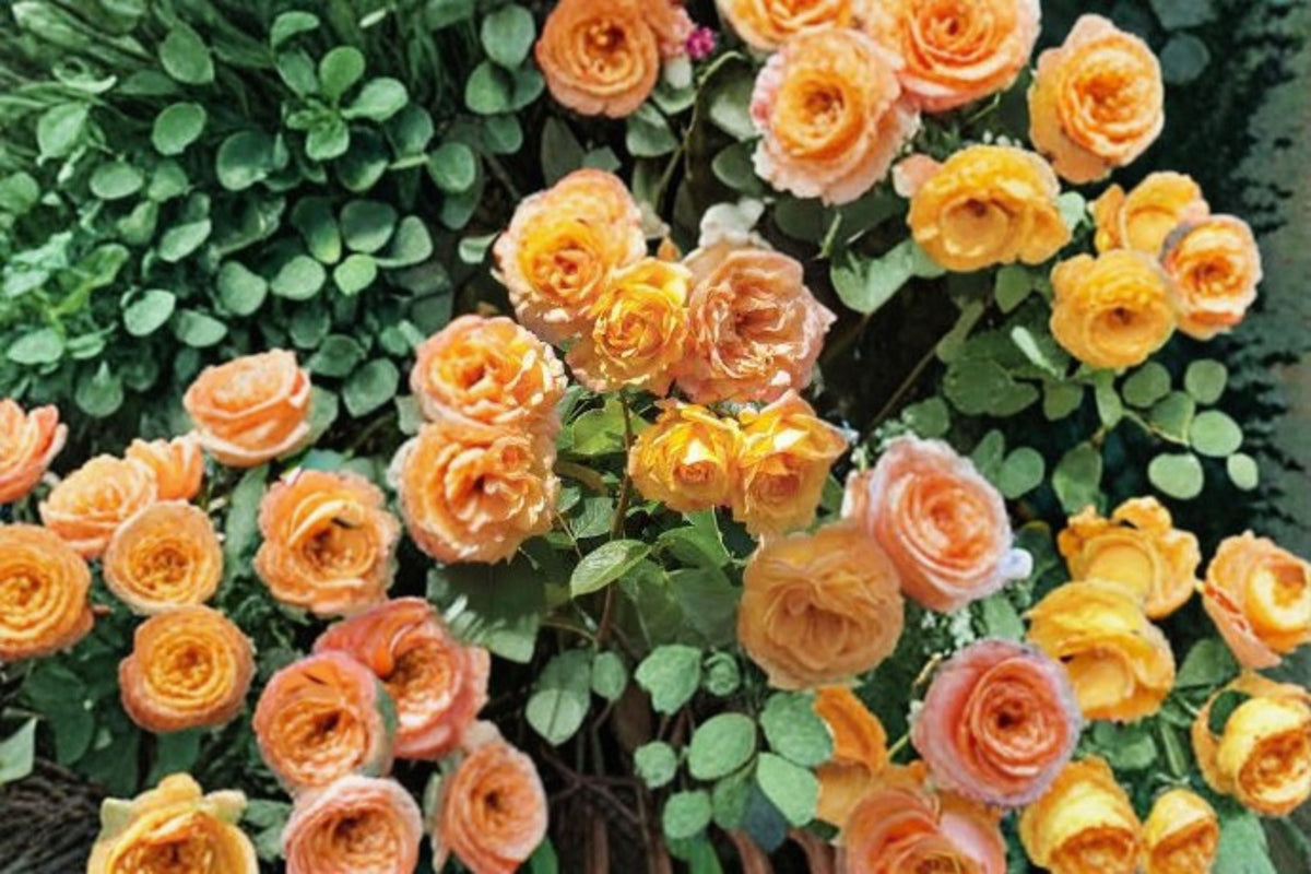 Garden Sun Climbing Rose Live Plant – 1.5 Gal Peach Apricot Fragrant Own-Root Rose Rosa 'Garden Sun'