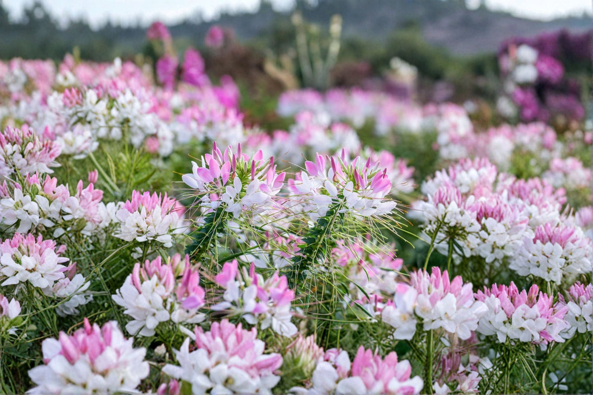 Cleome Spider Flower Live Plant, Annual, Pollinator-Friendly, Garden Border, Cleome hassleriana, Starter Plug