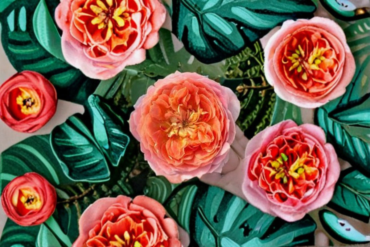 Candy Antike Rose Live Plant – Antique Garden Rose with Multi-Toned Yellow Pink Blooms, Fragrant, Ornamental Rose, Rosa 'Candy Antike'