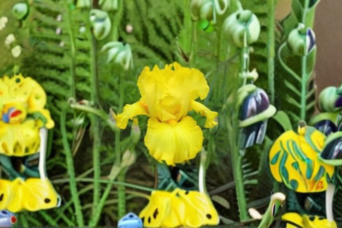 Picasso Moon Iris Live Plant – Lemon Yellow Bearded Iris – Perennial Garden Flower – Iris germanica – Drought Tolerant, Deer Resistant