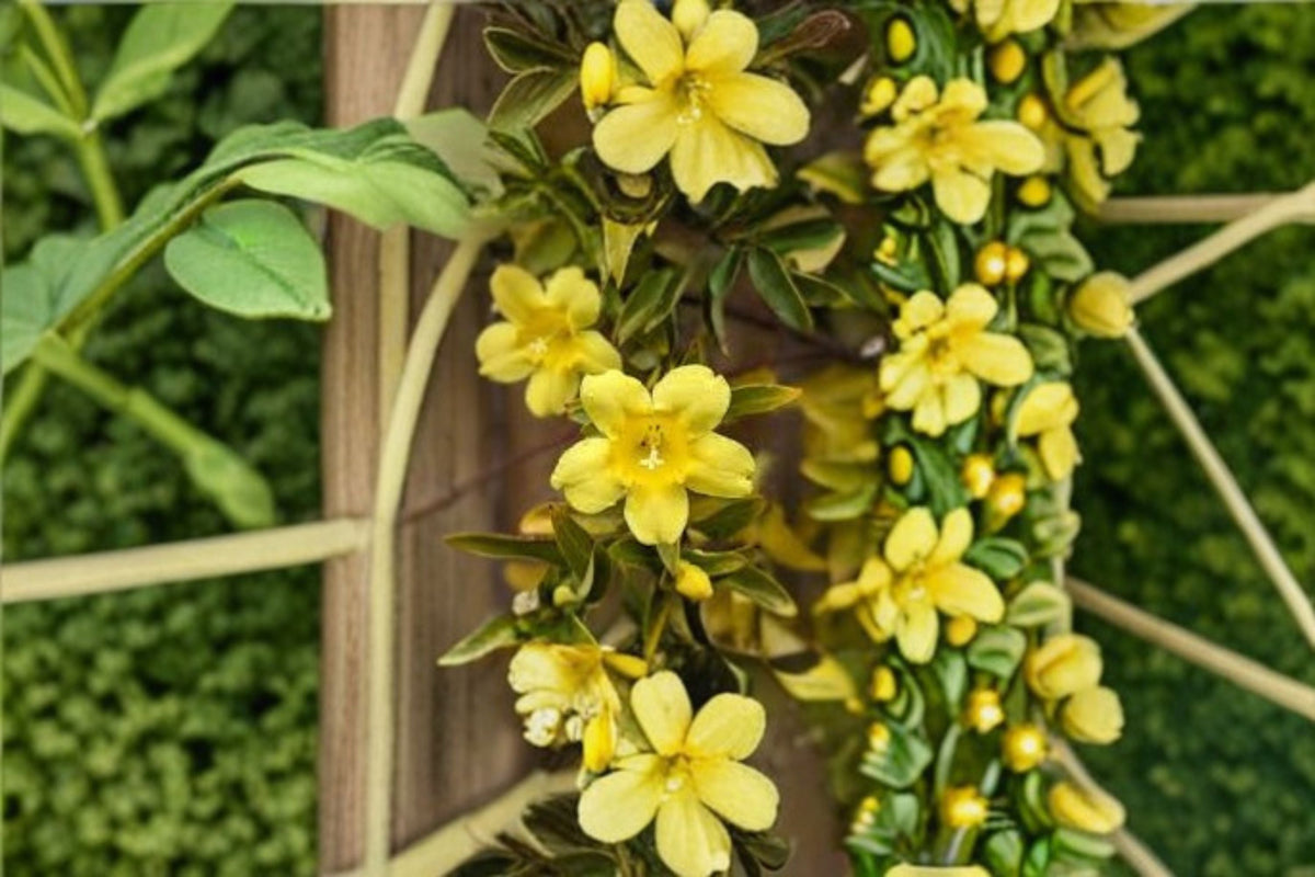 Carolina Jasmine Live Plant – Yellow Fragrant Climbing Vine for Trellises, Fences & Walls – Gelsemium sempervirens