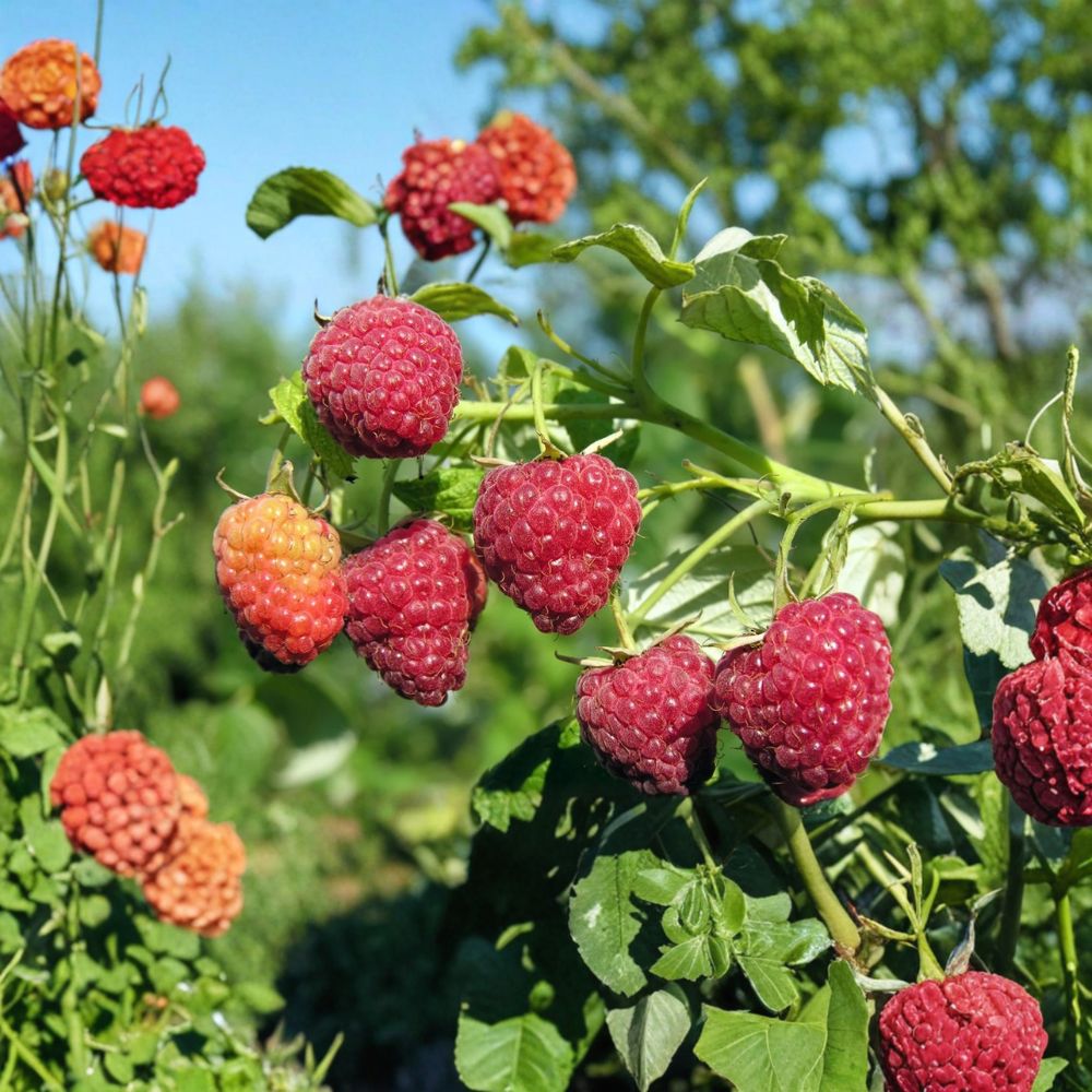 Autumn Britten Raspberry Live Rooted Plant | Everbearing Red Raspberry Rubus idaeus | Large Sweet Berries for Zones 3-9