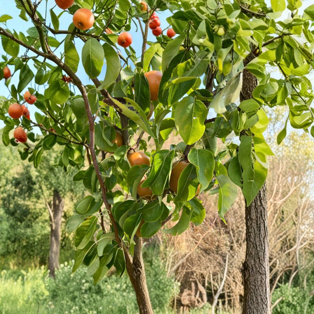 Korean Noryang Asian Pear Tree – Bare Root Live Tree, Pyrus pyrifolia, Juicy Sweet Fruit, Premium Variety