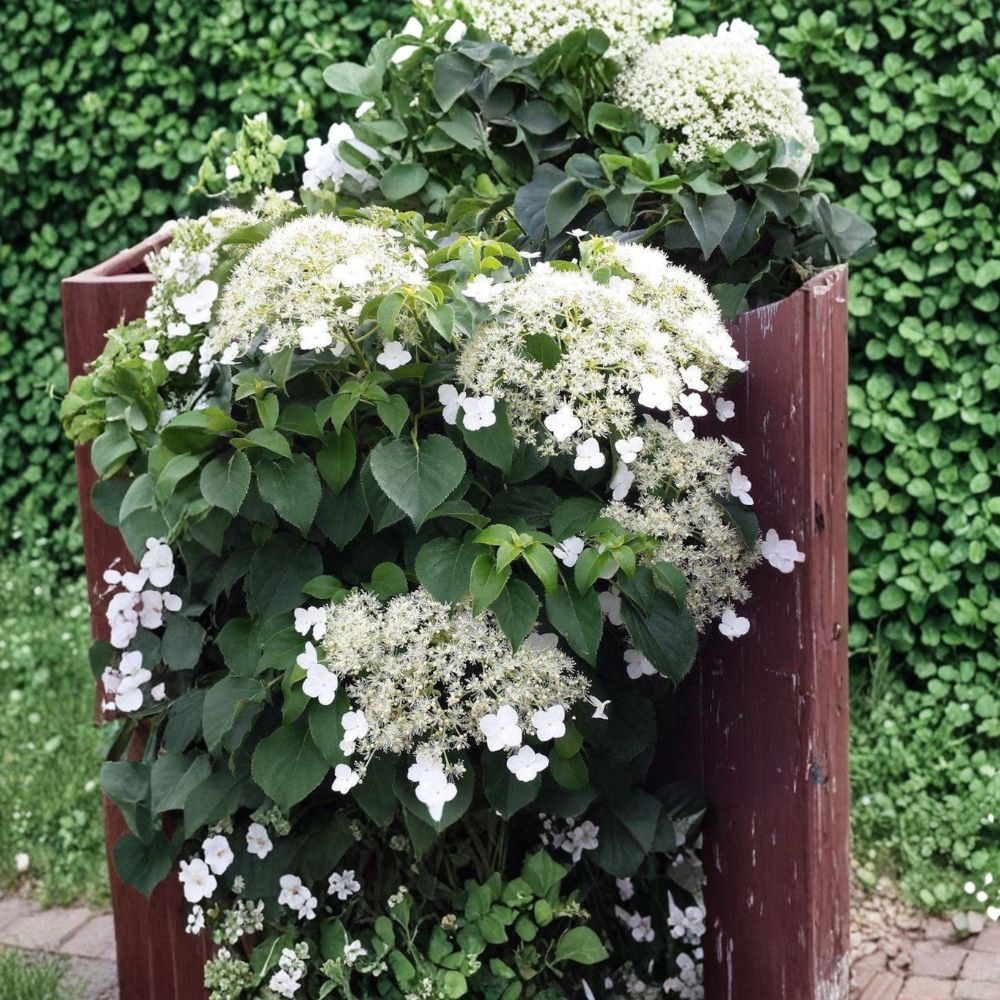 Climbing Hydrangea Live Plant in 4 Inch Pot, White Lacecap Flowers, Hydrangea anomala petiolaris, Hardy Deciduous Vine
