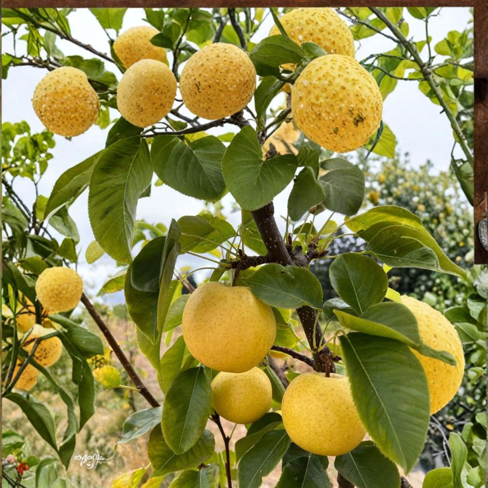Korean Golden Pear Tree – Live Pyrus pyrifolia in Nursery Pot, Asian Pear Fruit Tree, Edible Landscape, Sweet Crisp Fruit