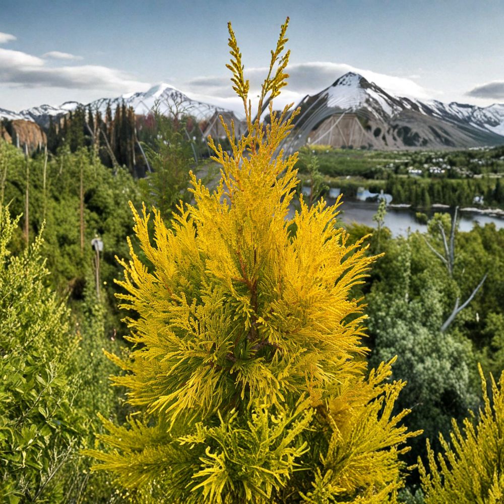 Forever Goldy Arborvitae Live Evergreen Conifer 4-Inch Pot Thuja plicata ‘4EVER’ Golden Privacy Tree