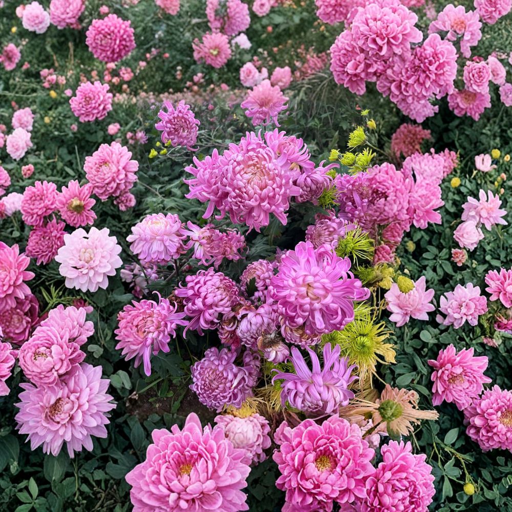 2-Pack Pink Queen Mum Chrysanthemum Plants – Perennial Flowers in Nursery Pots with Large Pink Blooms