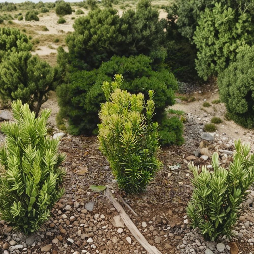 Cephalotaxus harringtonia ‘Korean Gold’ Golden Plum Yew Columnar Evergreen Shrub 6" Container Plant