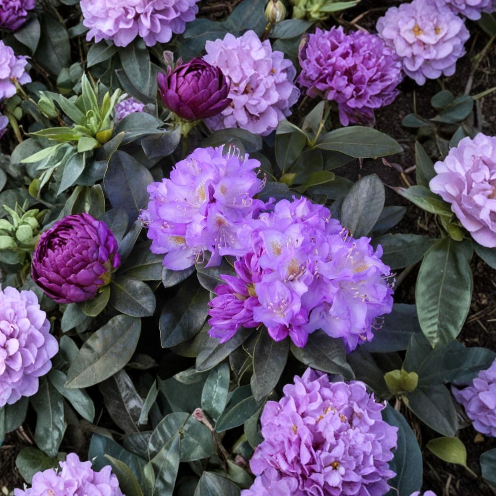 Rhododendron ‘Minnetonka’ Live Evergreen Shrub, Purple White Gold Blooms, Cold Hardy, Compact, Field Grown 12–15 Inches Wide