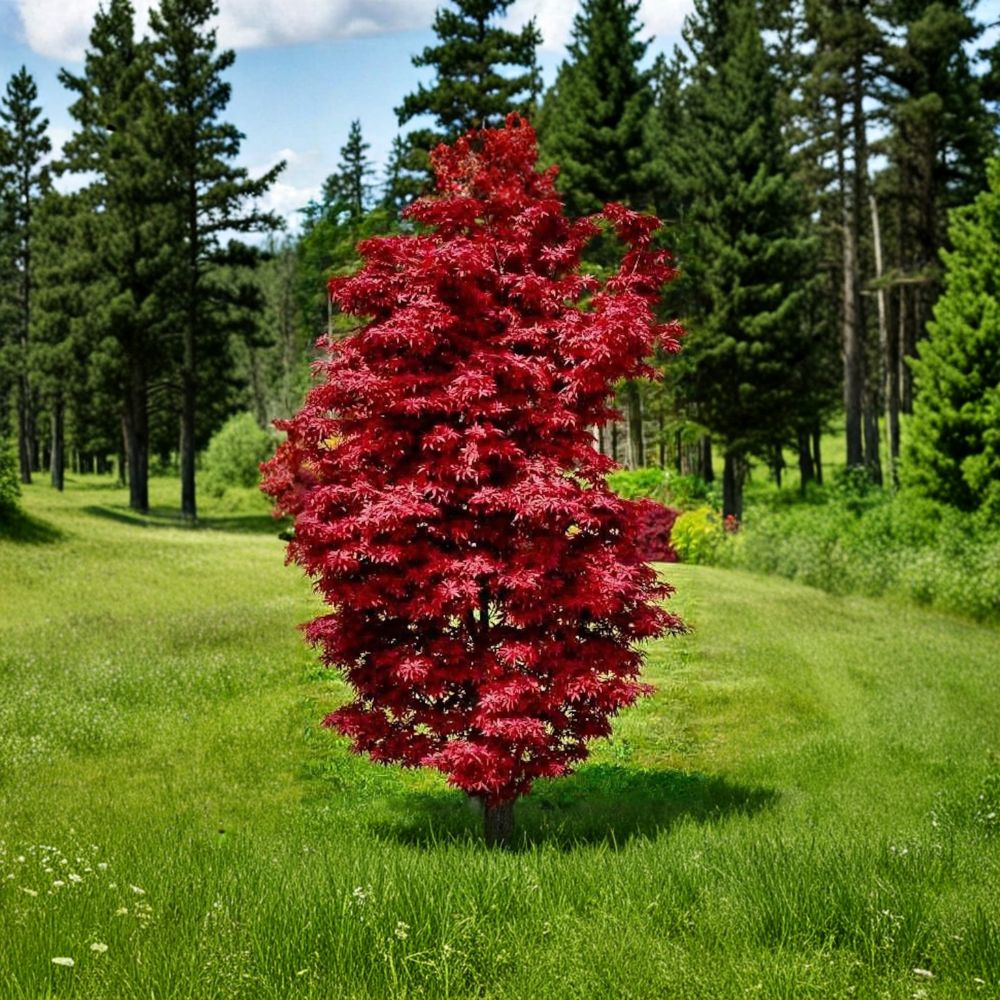 Acer palmatum ‘Twombly’s Red Sentinel’ Live Japanese Maple Tree – Columnar Red Foliage, Container Grown