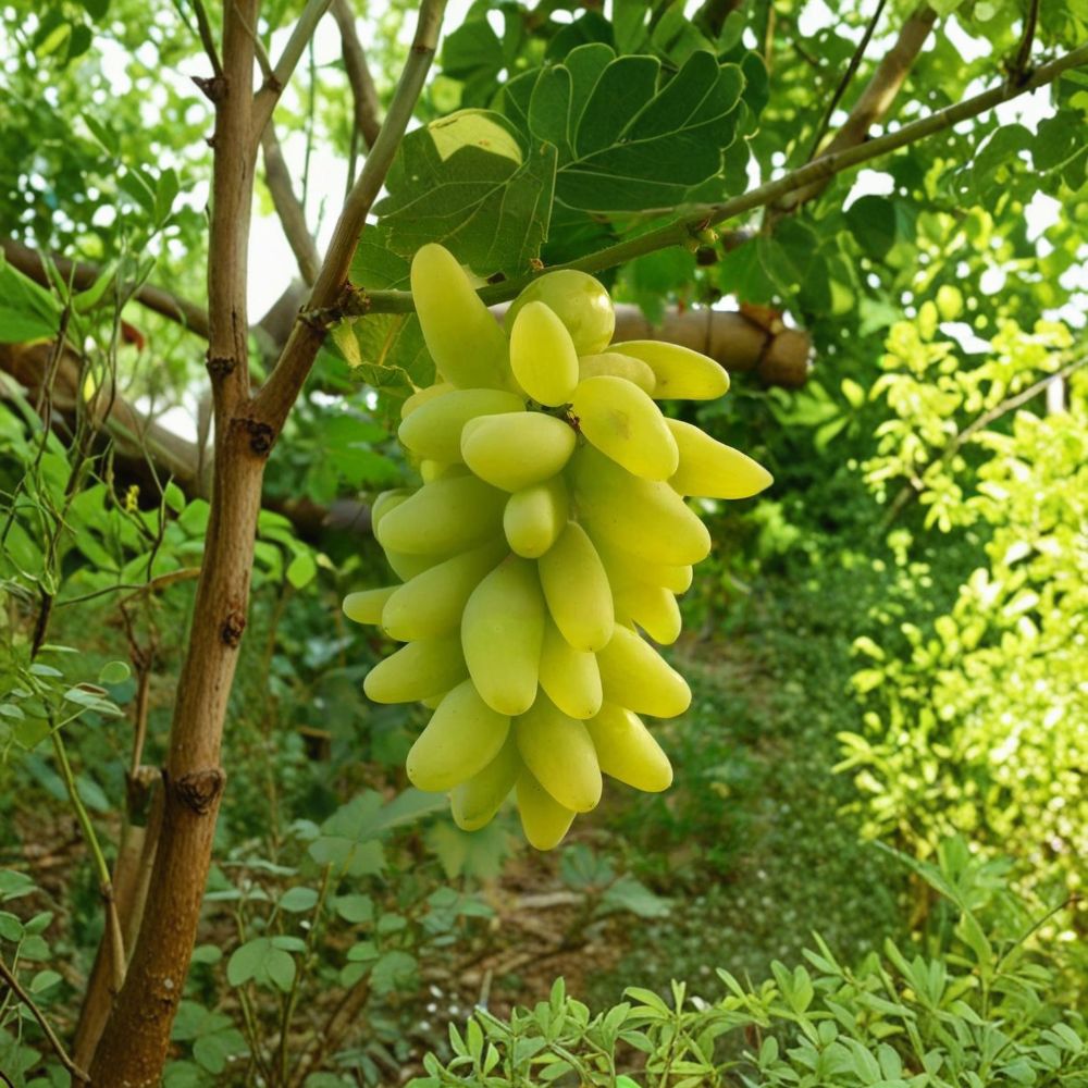 Gold Finger Grape Vine – Live Grafted Bare Root Plant, Japanese Table Grape, Sweet Golden Fruit, 16–18 Inches