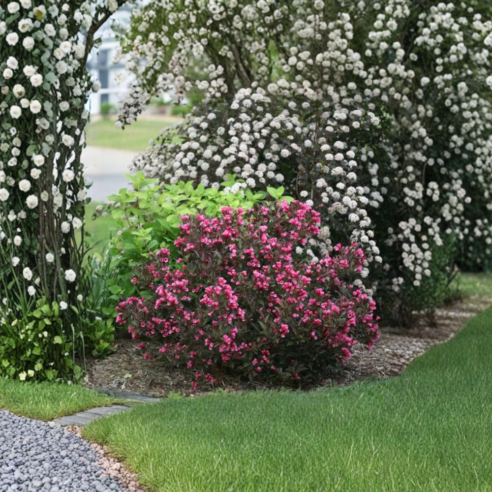 Weigela ‘Wine & Roses’ Live Flowering Shrub, Pink Blooms, Dark Purple Foliage, Proven Winners, #3 Container Grown
