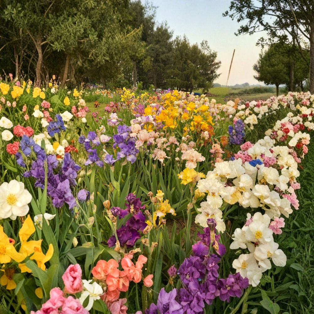 Wholesale Bearded Iris Rhizome Pack – 50 Live Mixed Colors, Hardy Perennial Flower Bulbs, Garden Border, Iris germanica hybrids