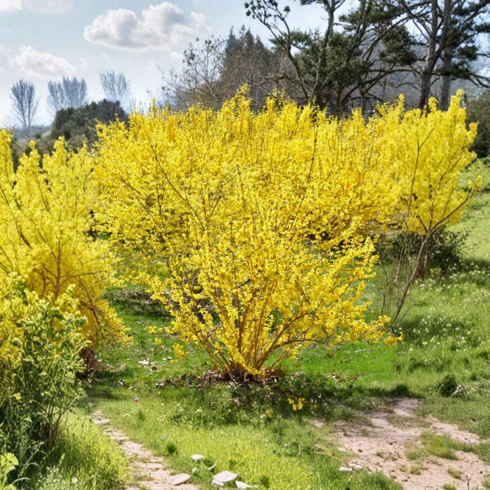 New Hampshire Gold Forsythia Live Shrub 4-Inch Pot Bright Yellow Blooms Forsythia x intermedia