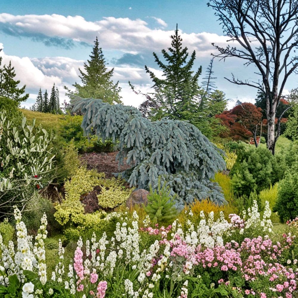 Blue Weeping Colorado Spruce Live Conifer 10 Inch Picea pungens Cascading Evergreen Plant