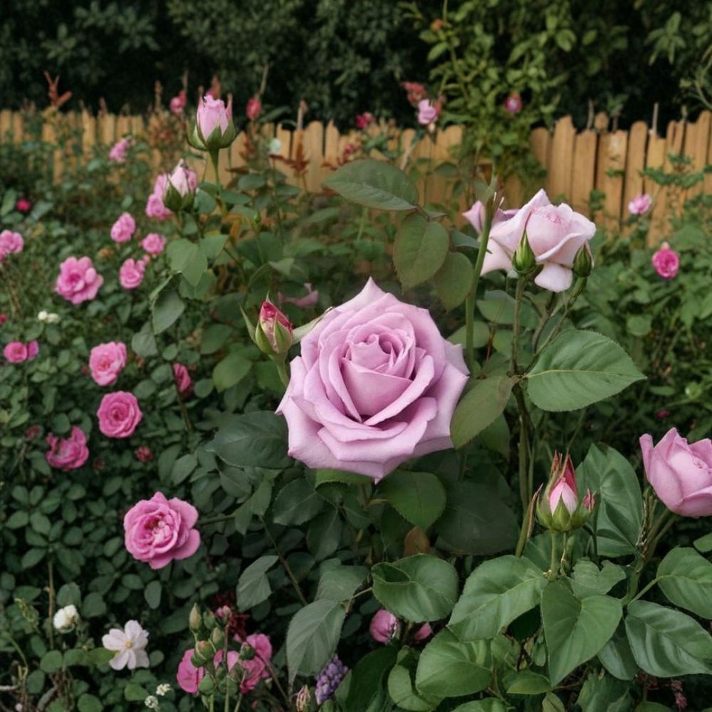 Blue Girl Hybrid Tea Rose Live Plant – 2 Gallon Mauve Lavender Fragrant Rose Bush Rosa | Repeat Blooming Garden Rose