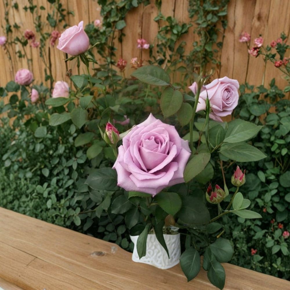 Blue Girl Rose Live Plant - 3-Gallon Hybrid Tea Rose with Mauve Lavender Fragrant Blooms - Rosa 'Blue Girl'