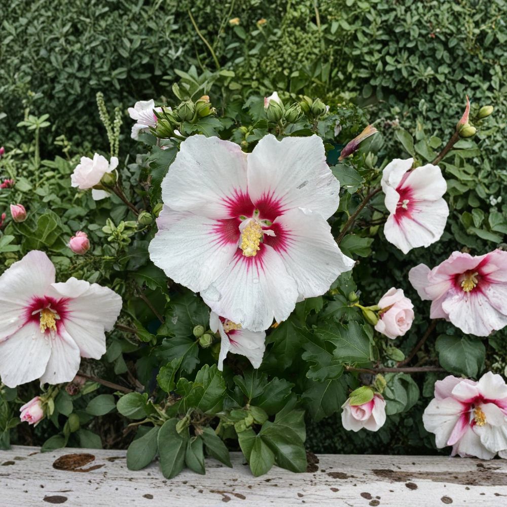 Helene Rose of Sharon Live Flowering Shrub 2 Gallon Hibiscus syriacus Summer Blooming Landscape Plant