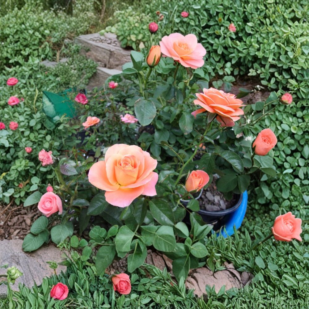 New Year Grandiflora Rose Live Plant 1 Gallon Orange Blooming Shrub Deciduous Landscape & Cut Flower
