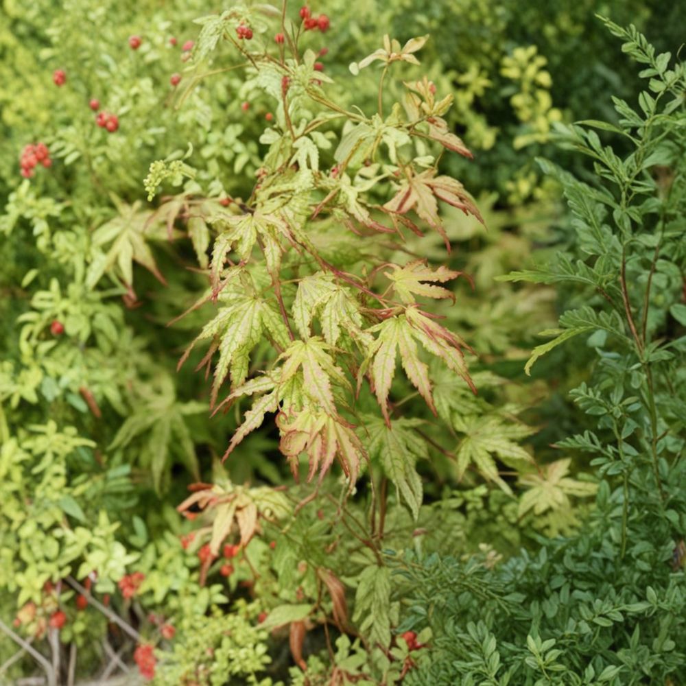 Acer palmatum 'Peaches and Cream' Japanese Maple Live Plant - Variegated Foliage, Grafted Tree for Garden & Patio