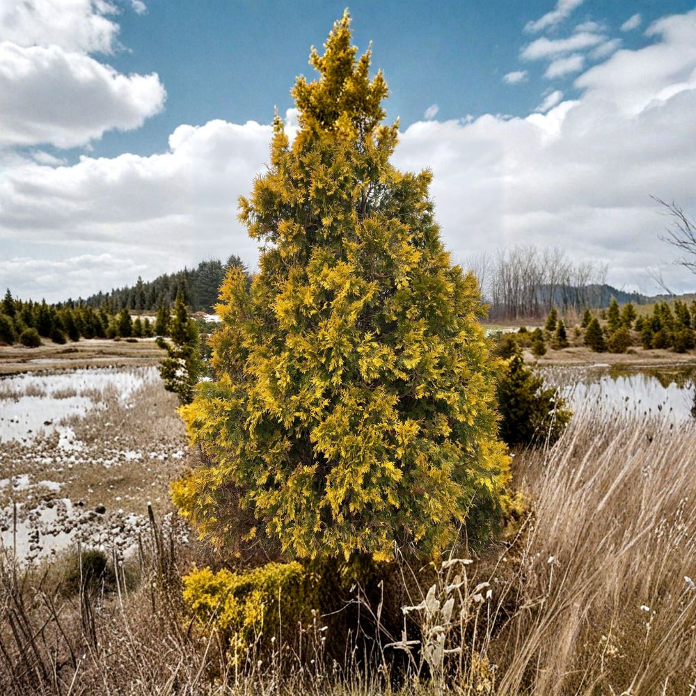 Sunkist Arborvitae Live Plant Quart Pot | Golden Evergreen Conifer | Thuja occidentalis | Privacy Hedge & Landscape Tree