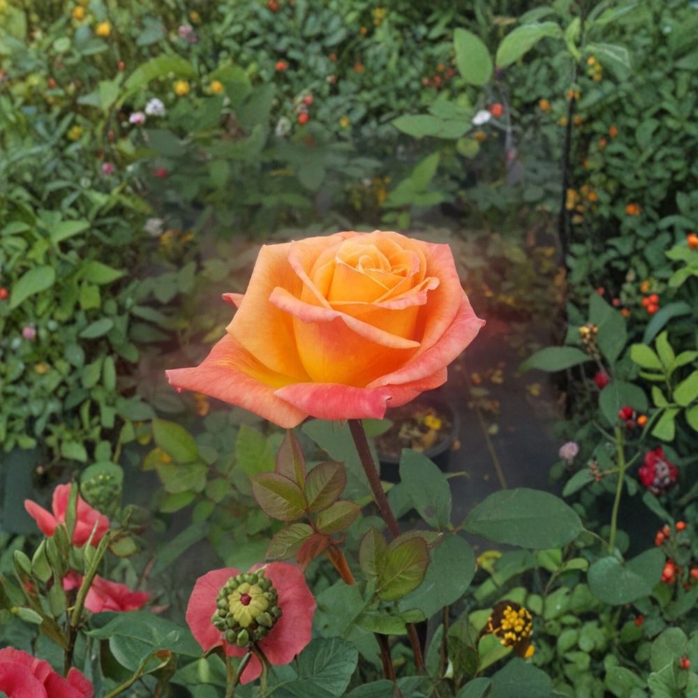 Arizona Rose Live Plant – 1 Gallon Rosa Grandiflora Orange Yellow Blooms for Garden Landscape