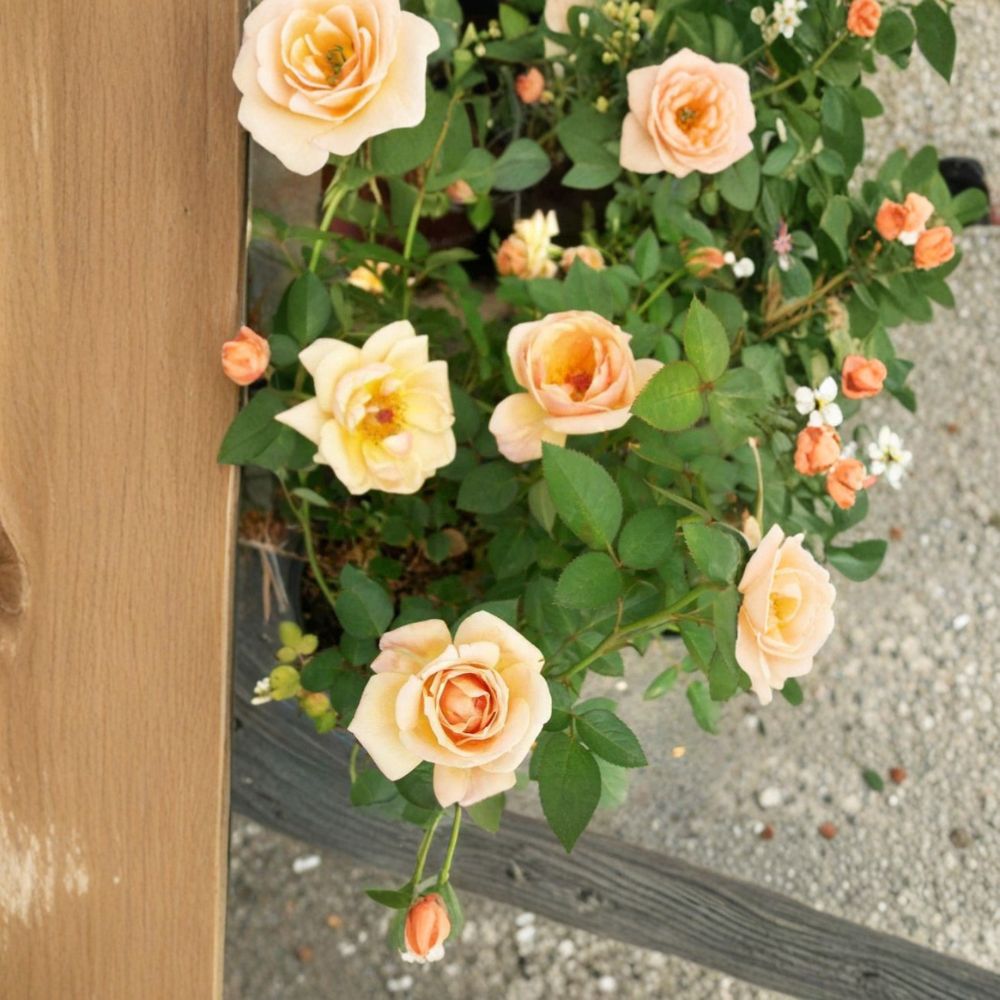Miniature Rose Bush 2-Gallon Southern Peach Apricot Yellow Blooms Rosa 'Southern Peach'