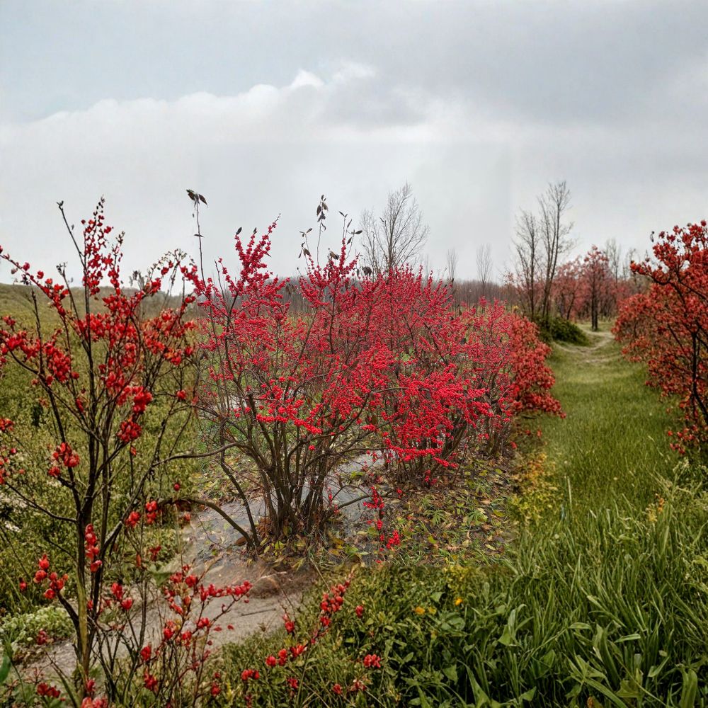 Ilex verticillata Maryland Beauty Female Winterberry Shrub 1-Gallon with Bright Red Berries