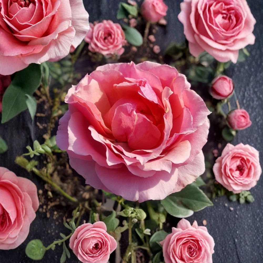 Princesse de Monaco Rose – Live Grandiflora Rose Plant 1 Gallon Pink & Cream Blooms Garden Shrub for Full Sun