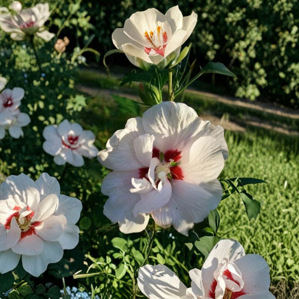 Double Flower White Rose of Sharon Live Plant | 2 Gallon Hibiscus syriacus Hardy Shrub with Double White Blooms