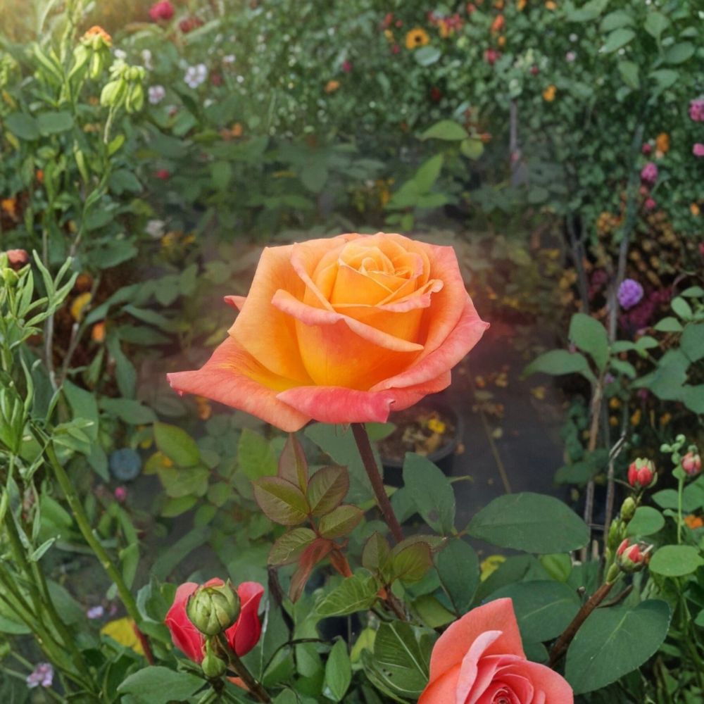 Arizona Grandiflora Rose Plant – 3 Gallon Orange Yellow Flowering Rosa hybrida Bush for Garden & Landscape
