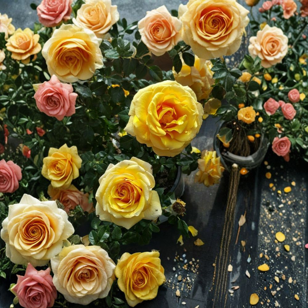 St. Tropez Floribunda Rose Live Plant – 5 Gallon Flowering Rose Bush Rosa hybrida for Garden, Landscape & Containers