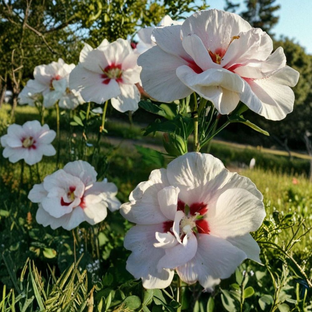 Double Flower White Rose of Sharon Shrub – Hibiscus syriacus Live Plant, 2 Gallon, Summer Blooming Landscape Shrub