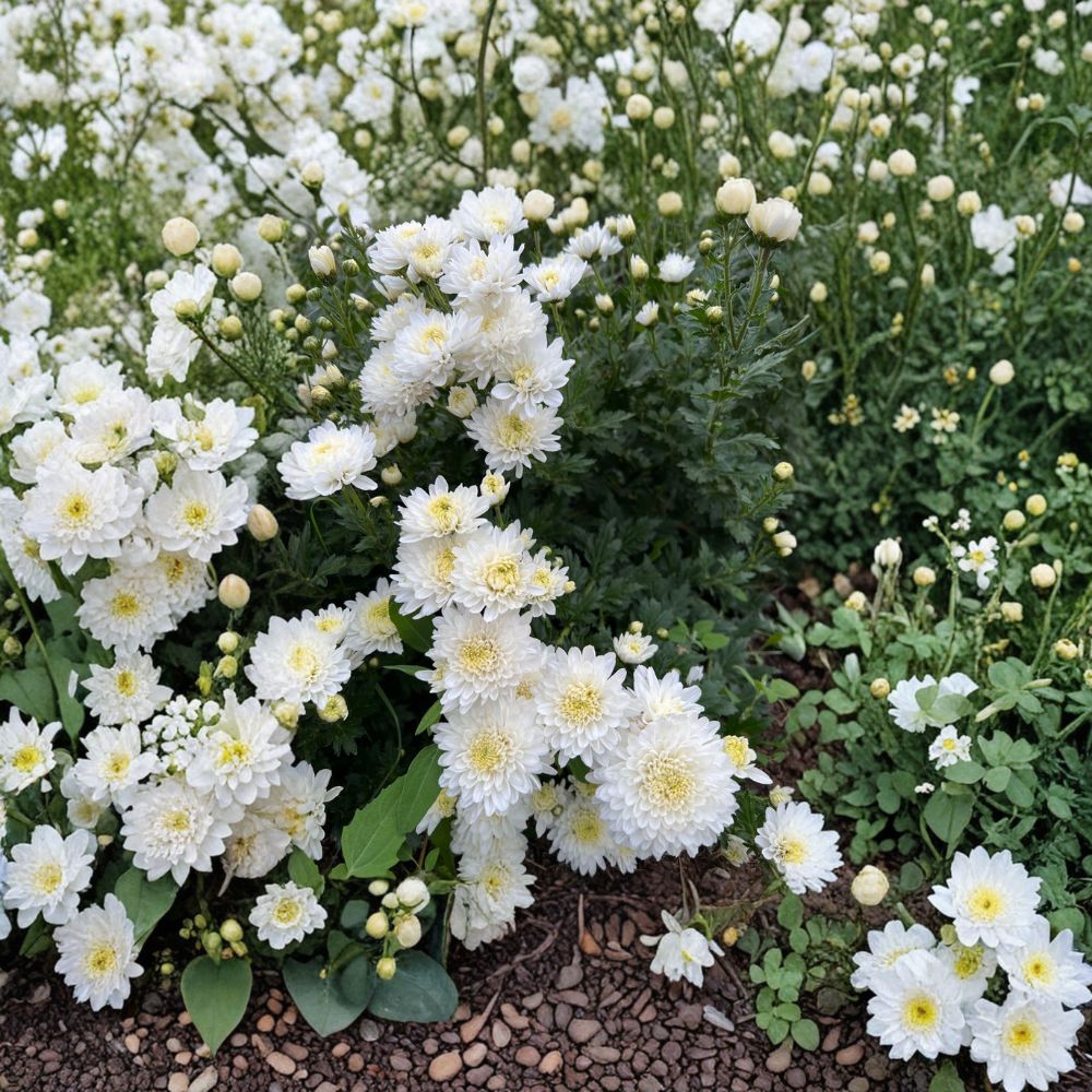 White Chrysanthemum Plants 2-Pack | Potted Perennial Flowers for Garden & Patio | White Blooms | Chrysanthemum morifolium
