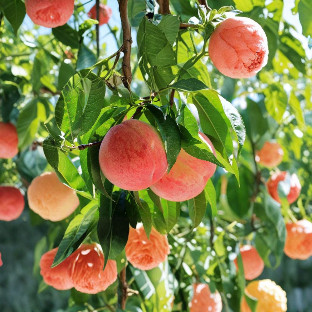 Hujing Honey Peach Tree Live Plant | Yangshan Peach | Juicy, Sweet Fruit | Prunus persica | Early Summer Harvest