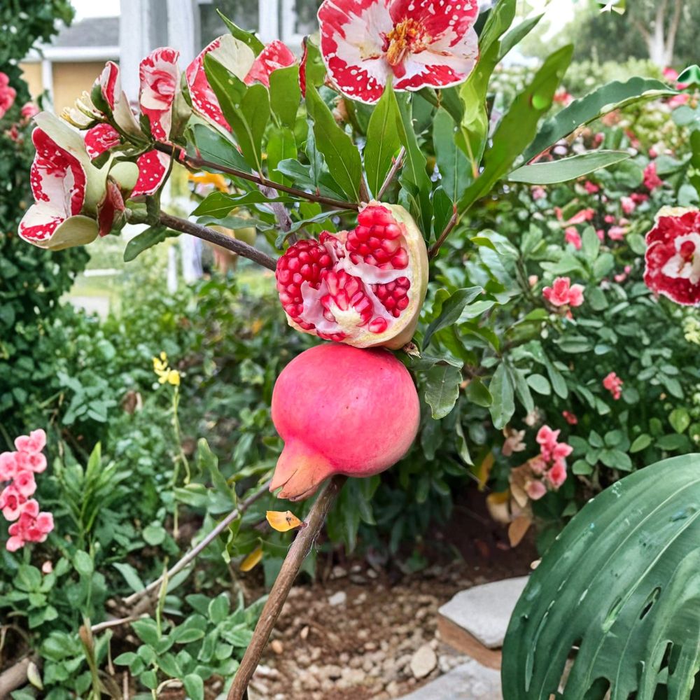 Cold Hardy Soft Seed Pomegranate Tree Live Plant | Sweet Juicy Red Fruit | Ornamental Flowering Tree | Punica granatum