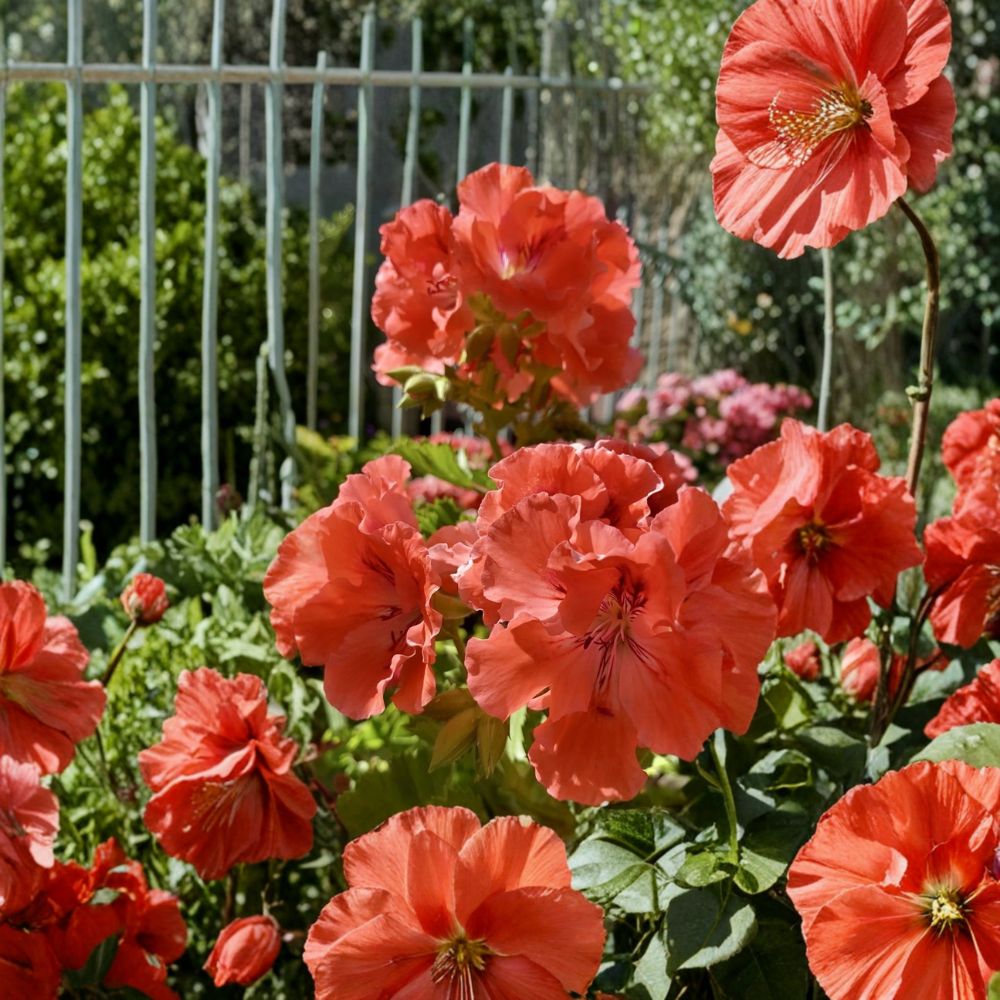 Double Red Orange Geranium Plants – 2 Rooted Pelargonium Starters for Pots, Beds & Containers | Vibrant Flowering Pelargonium