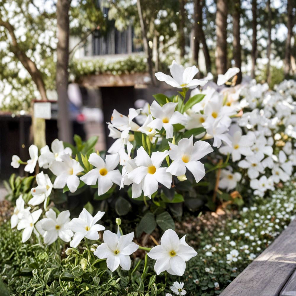 Chilean Jasmine Seeds – Mandevilla laxa Fragrant White Flower Vine for Indoor & Outdoor Climbing Plant, 5 Pack