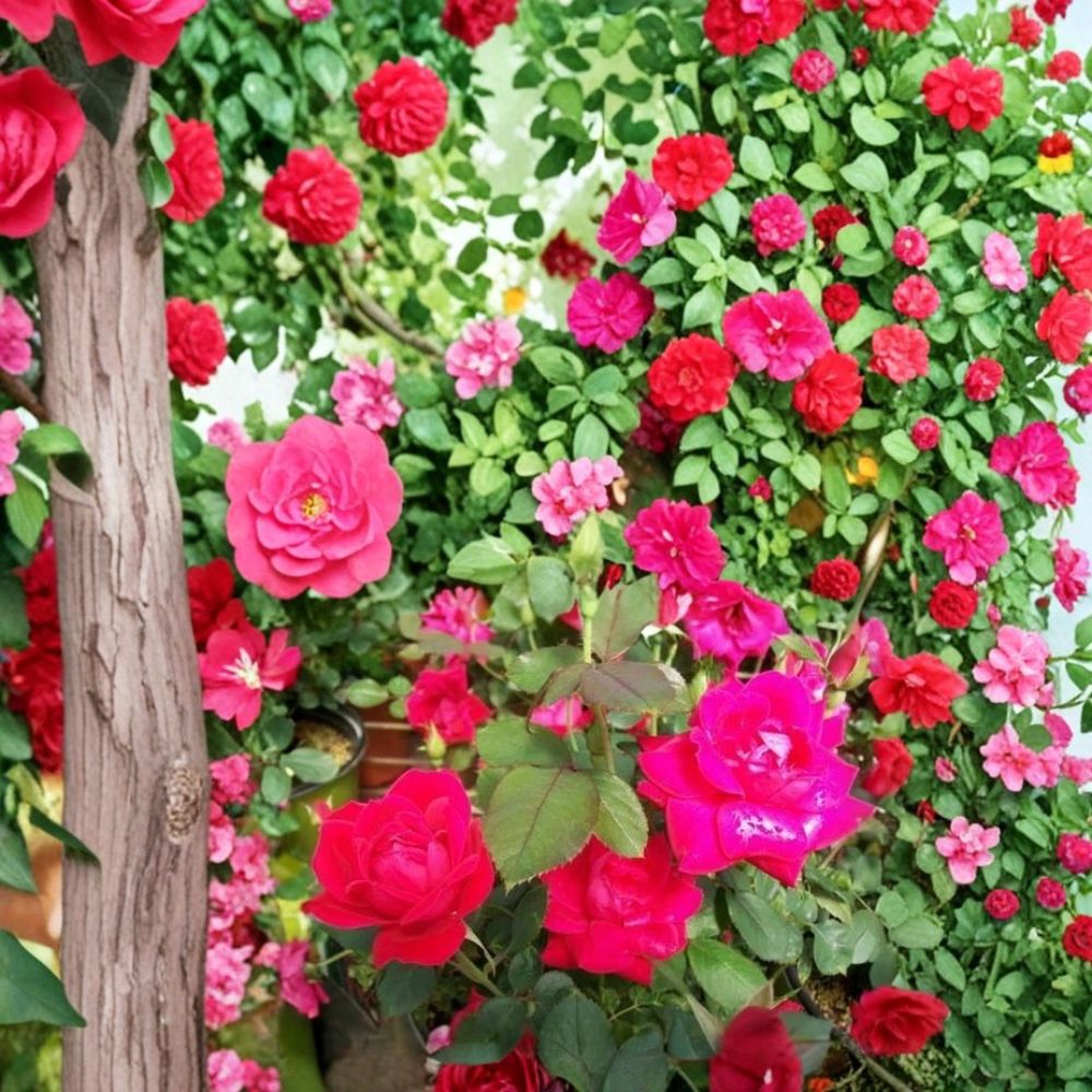 Double Knock Out Red Rose Live Plant – 1 Gallon Bush, Double Red Blooms, Disease Resistant, Easy Care Landscape Rose Rosa 'Radtko'