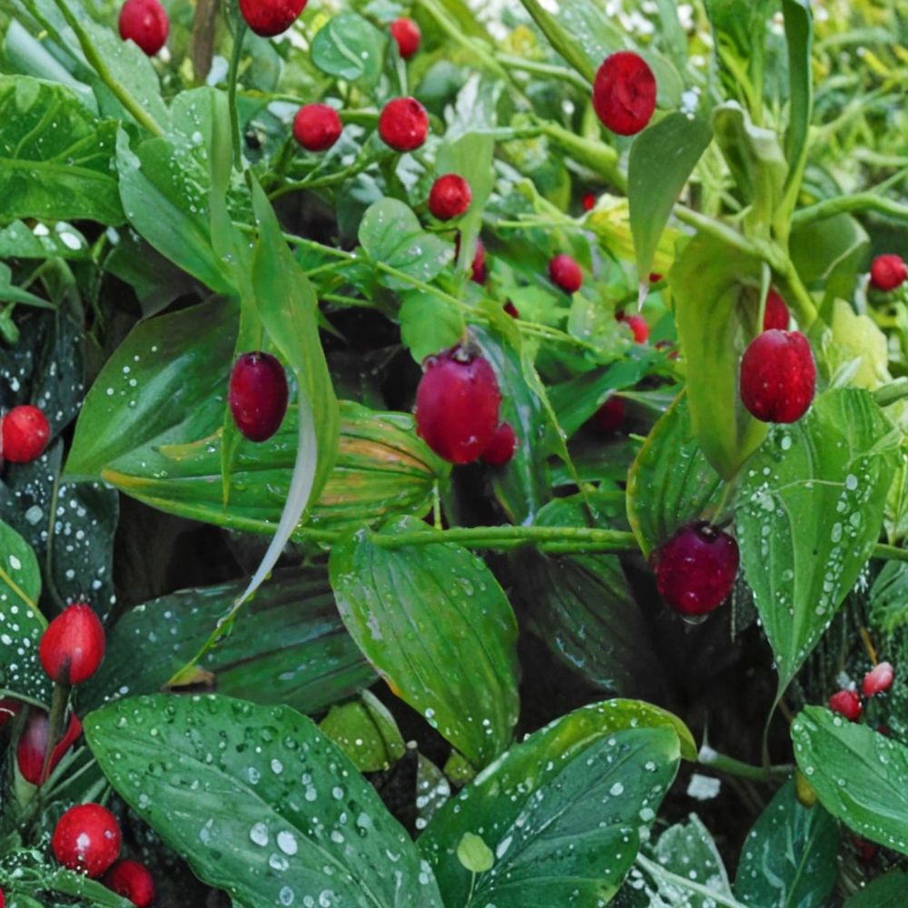 Watermelon Berry Live Root Streptopus amplexifolius Rare Edible Woodland Plant for Shade Gardens