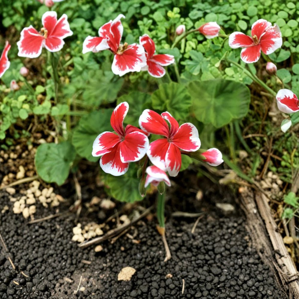 Rare Red & White Zonal Geranium Cutting – Pelargonium x hortorum Hardy Flowering Plant for Containers & Gardens