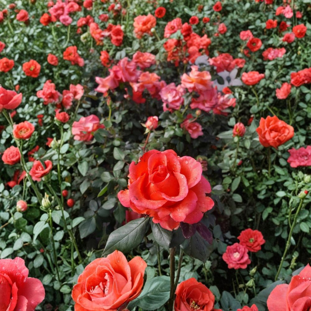 Ring of Fire Hybrid Tea Rose Live Plant – 3 Gallon, Vibrant Red & Orange Blooms, Flowering Bush, Garden & Landscape Rose