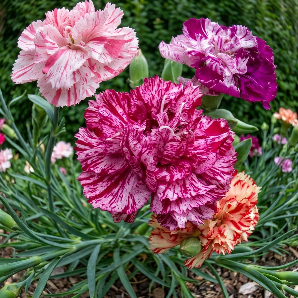 Double Picotee Carnation Seeds - Non-GMO Flower Seeds for Garden, Dianthus caryophyllus, Vibrant Double Blooms, Annual Plant Pack